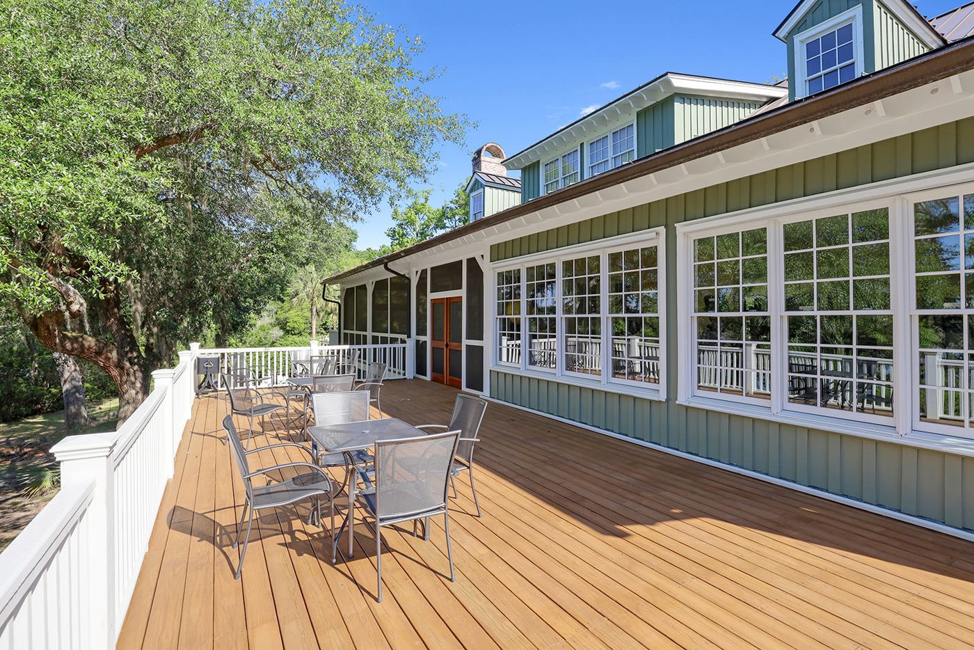 Clubhouse terrace beneath the trees